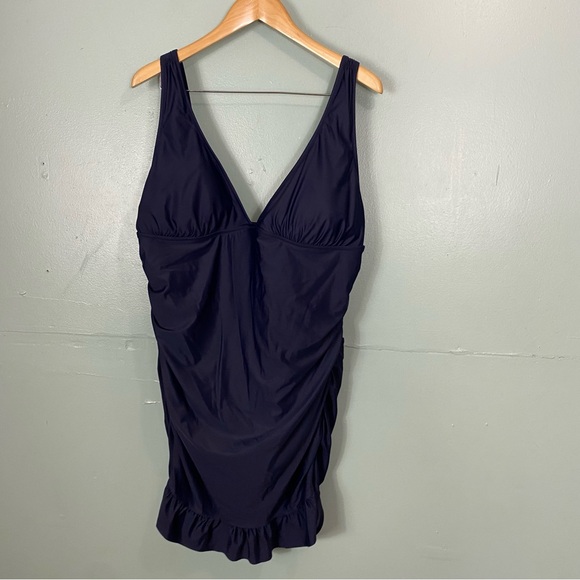 J. Crew Other - J Crew Ruched V Neck Dress Navy Blue Size 20 Plus